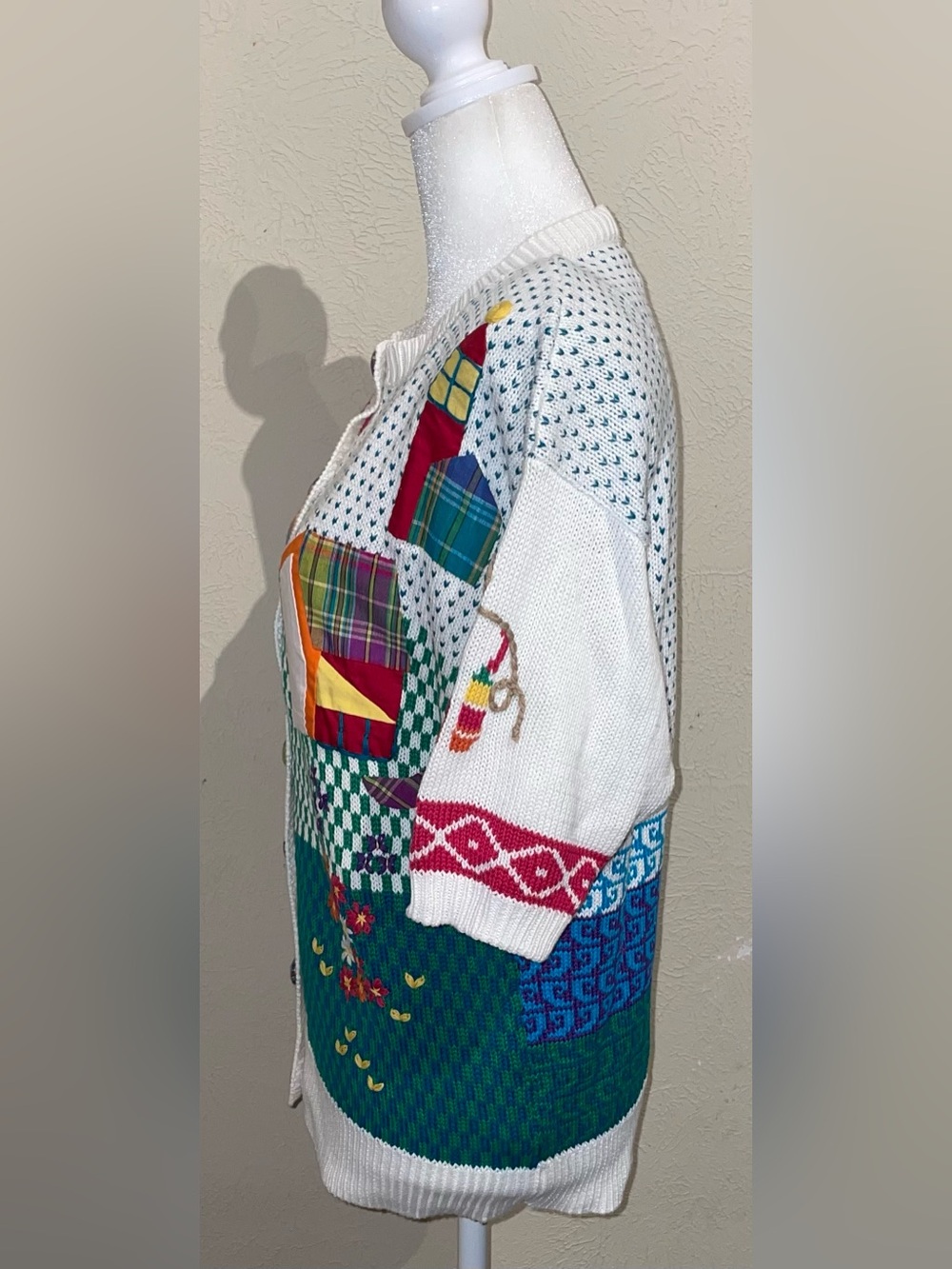 Susan Bristol Women Size S Vintage 1991 Nautical House Cardigan Sweater Hand Art - Picture 8 of 11